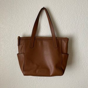 Brown Fossil zipper tote